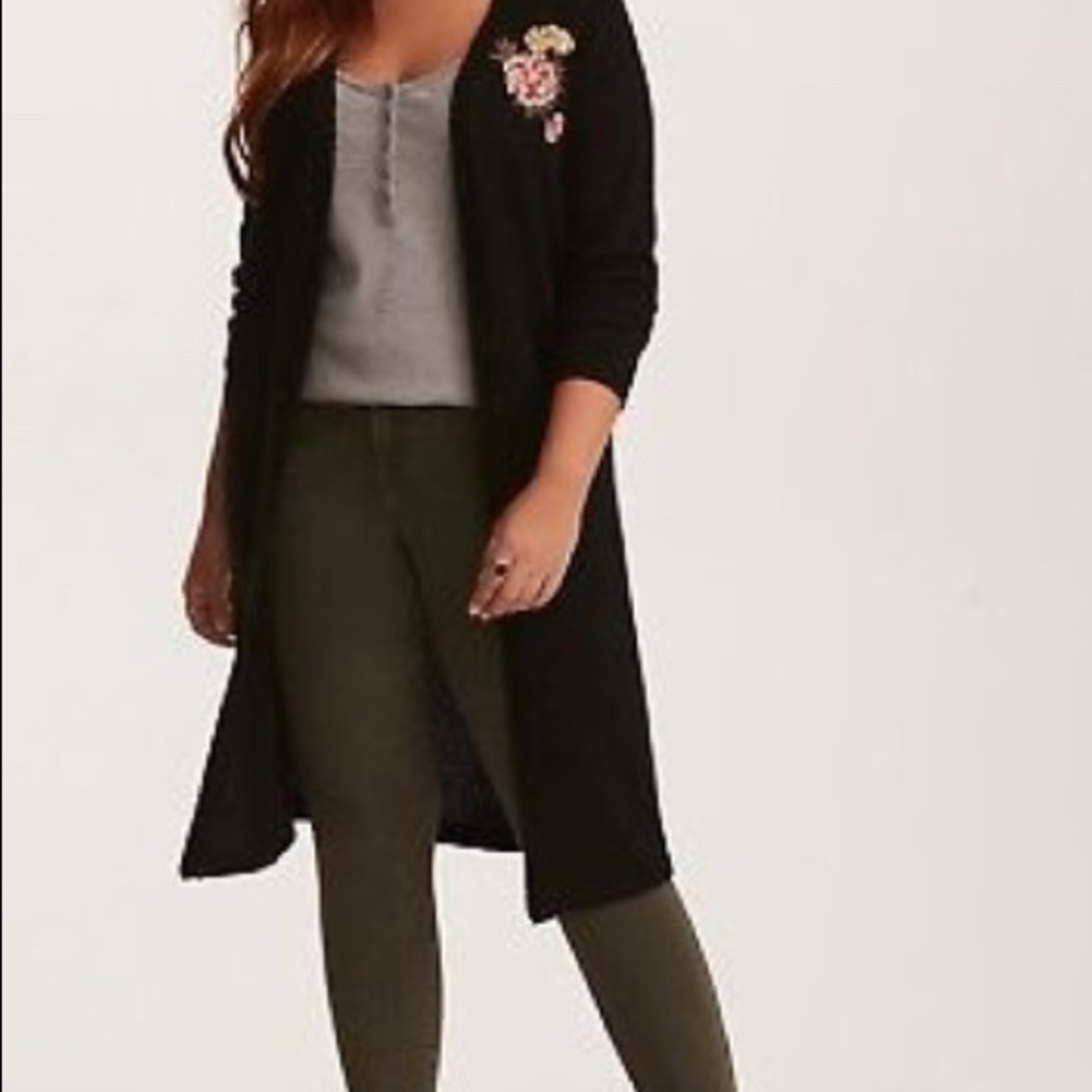 Torrid Floral Embroidered Rose Duster Cardigan